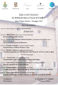 Le epigrafi della VAlle di Comino XIII edizione